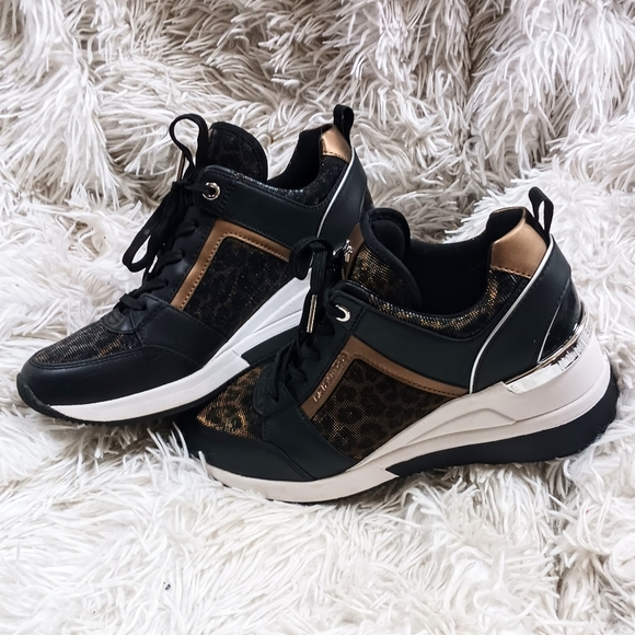 Michael Kors Shoes - Michael Kors Panther Wedge Sneakers Fabric Upper with Patent Leather Trim Size 7